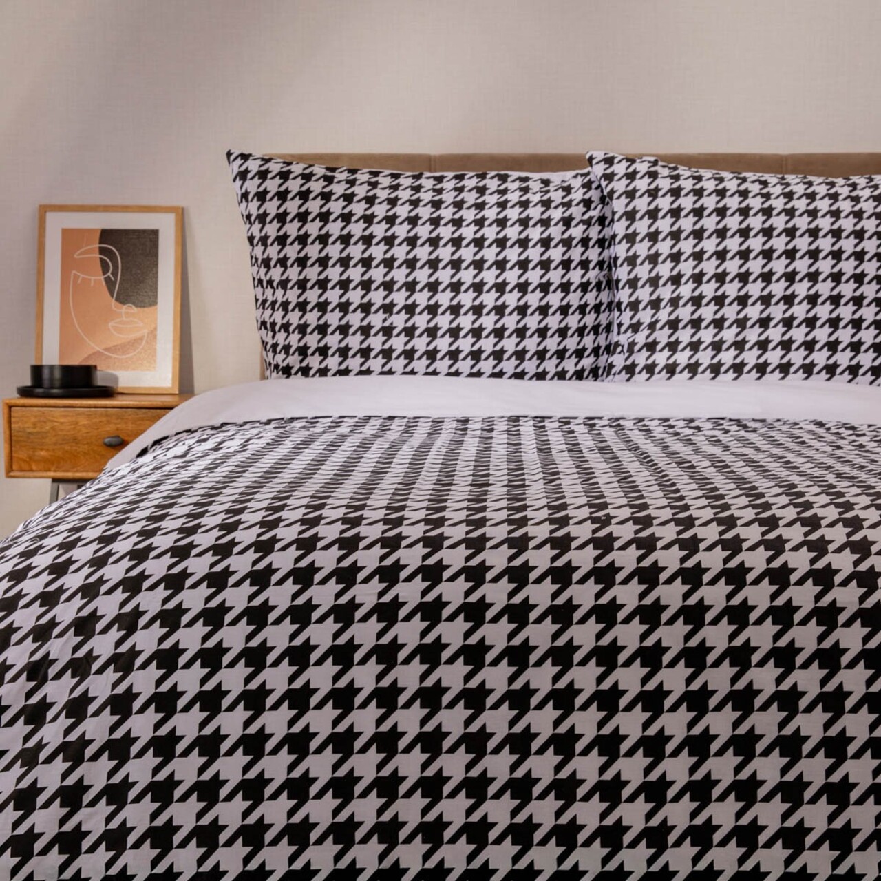 Lenjerie de pat dubla Rebeka, Homla, 3 piese, 160x200 cm, bumbac, alb/negru - imagine 7